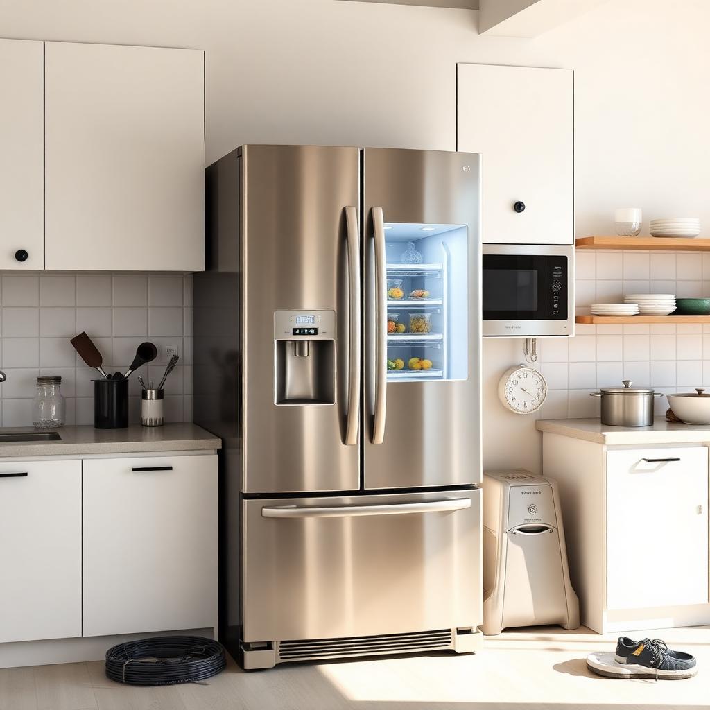 Geladeira side by side moderna em ambiente residencial